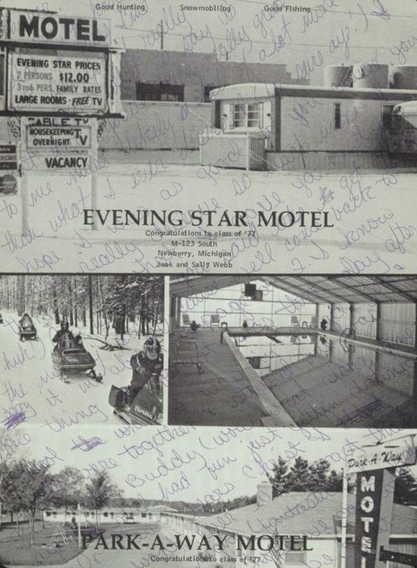 Evening Star Motel - 1977 Newberry High Yearbook Ad (newer photo)